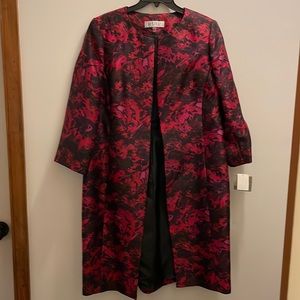 Abstract print 3/4 sleeve open front coat